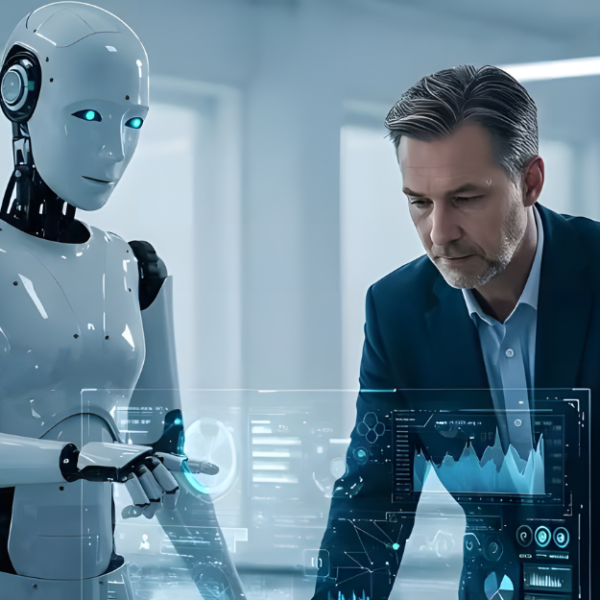 AI assistant supporting business professional.