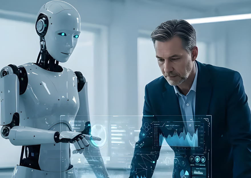 AI assistant supporting business professional.